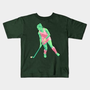 Field Hockey Player (Mint Green & Blush Pink) Kids T-Shirt